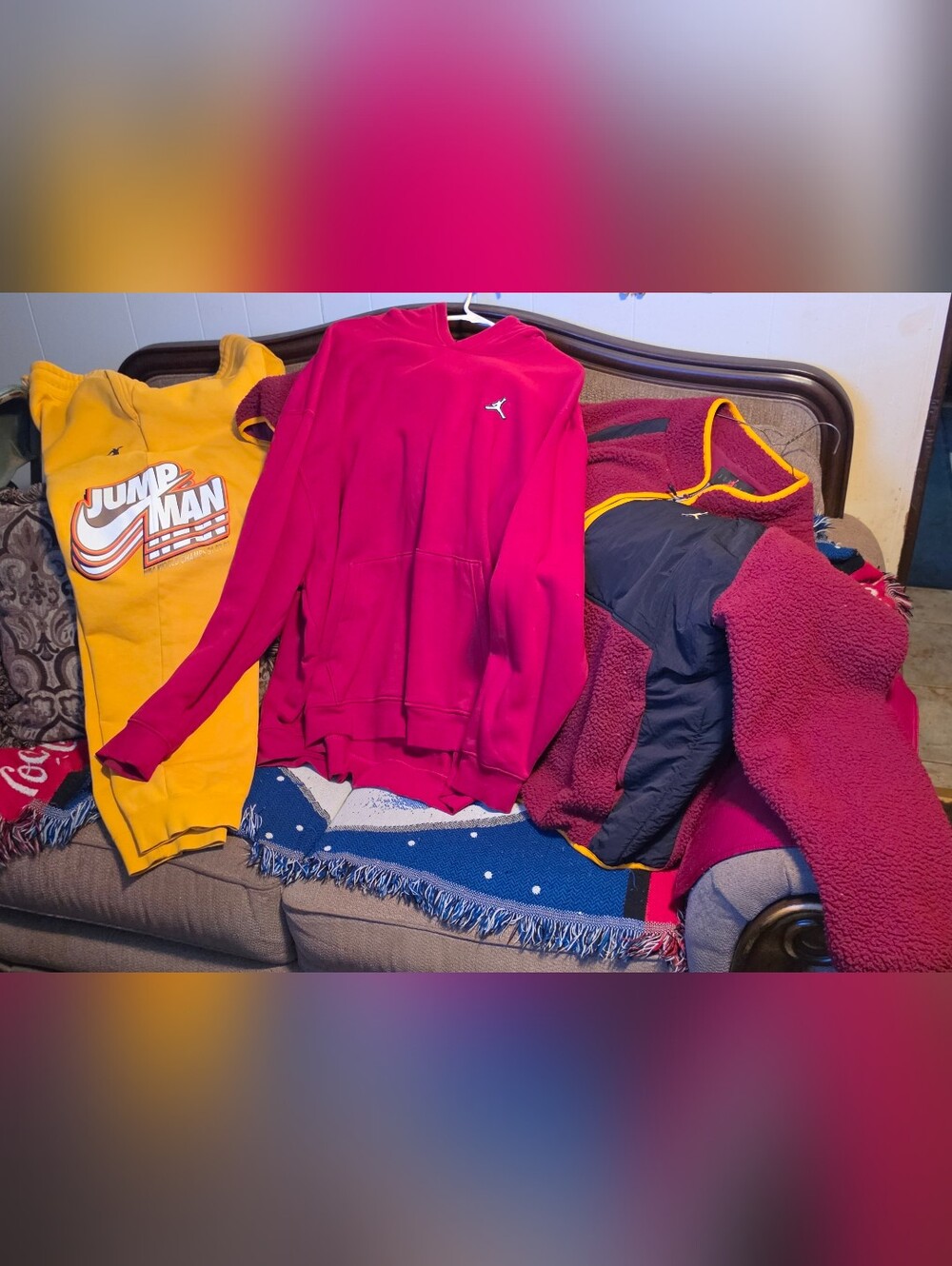Jordrdan Red Pullover Hoodie with White Jumpman